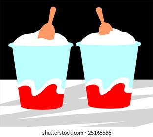 two cup of ice creams in colour background	