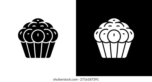 Zwei Cupcake-Illustrationen in kontrastierenden Schwarz-Weiß-Farbschemata