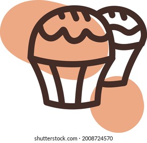 Two cupcakes, illustration, vector on a white background.