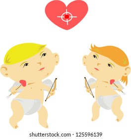 two cupid on a white background vector illustration