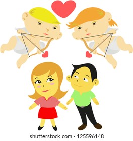 two cupid on a white background vector illustration