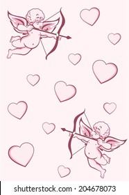 Two cupids with hearts.