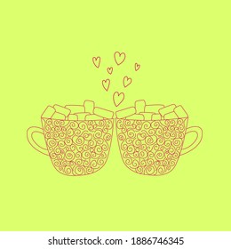 Dos tazas de cacao y malvavisco
