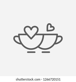 Two cups of coffee icon line symbol. Isolated vector illustration of  icon sign concept for your web site mobile app logo UI design.