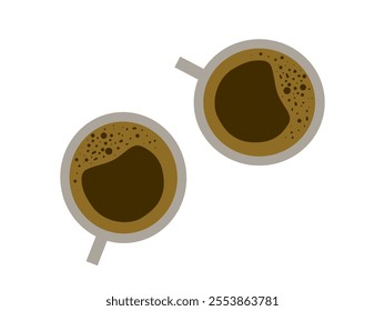 Two cups of coffee on a white background. Espresso, hot drink, coffee shop. Vector illustration
