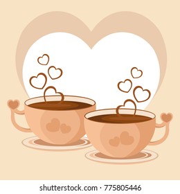 Two cups of coffee. Romantic Valentine's day.