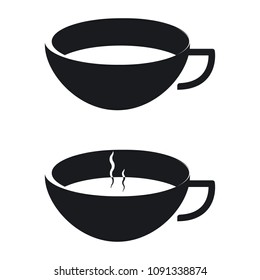Two cups with coffee or soup.Simple icon.