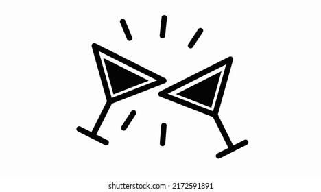 Two Cups or Drinks Icon. Vector isolated editable illustration