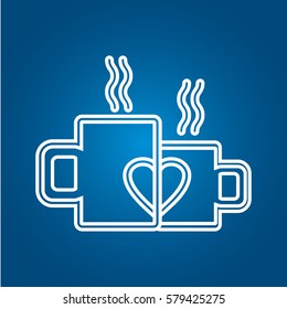Two cups with hearts. Valentine's Day.