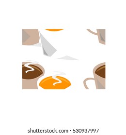 Two cups of hot coffee seamless pattern.Vector illustration