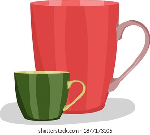 Dos tazas, ilustración, vector sobre fondo blanco