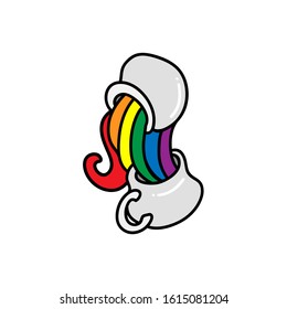 Two cups with an iridescent rainbow. Mugs with a rainbow, two mugs. Rainbow, LGBT symbol. It can be used as an emblem, in design, for printing on various printing products.