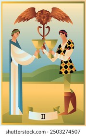 zwei der Becher Minor Arcana Tarot Karten