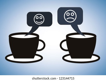 Two cups social media concept background