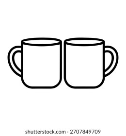 two cups vector line icon on a white background Vector line icon on a white background