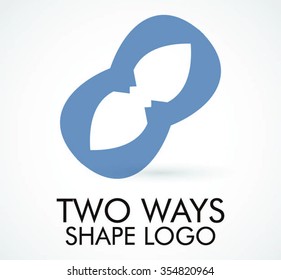 Two curve science of link biology abstract vector and logo design or template dna chain wave business icon of company identity symbol concept
