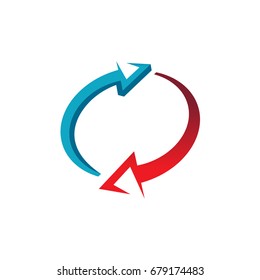 two curved arrows formed an oval shape, icon design, isolated on white background.
