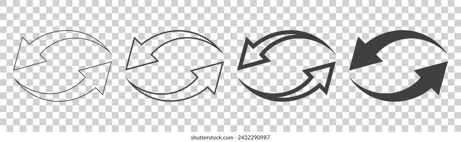 Two curved arrows. Two opposite symmetrical arrows.