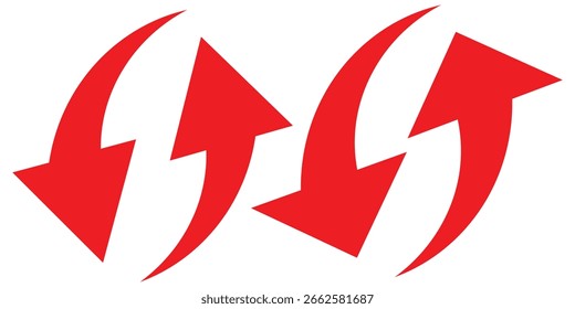 Two curved arrows pointing in opposite directions