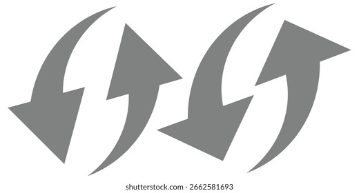 Two curved arrows pointing in opposite directions