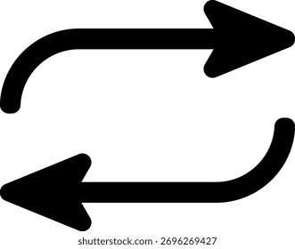 Dos flechas curvas que apuntan en direcciones opuestas que indican rotación o Vector de intercambio