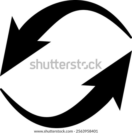 Two curved black arrows rotating clockwise create a circular shape, representing a continuous process or exchange, emphasizing movement and the concept of endless transformation