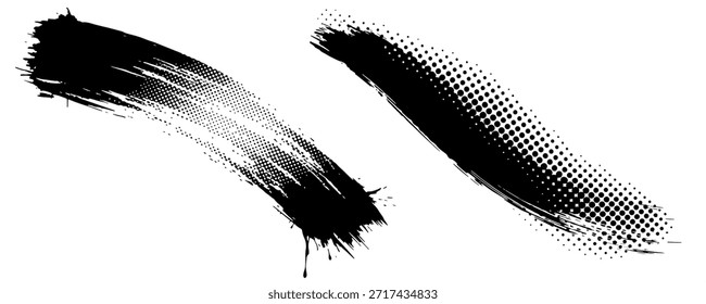 Two curved black paint brush strokes