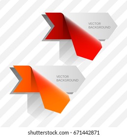 Two curved circle arrow ribbon banner. 2 direction paper banner shape. Trend arrow stripe form, flat icon