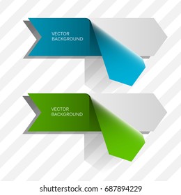 Two curved circle arrow ribbon banner. 2 direction paper banner shape. Trend arrow stripe form, flat icon