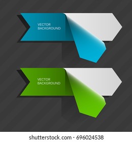 Two curved circle arrow ribbon banner. 2 direction papers banner shape. Trend arrow stripe form, flat icon