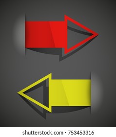 Two curved circle arrow ribbon. 2 direction round banner shape. Trend arrow stripe form, flat icon