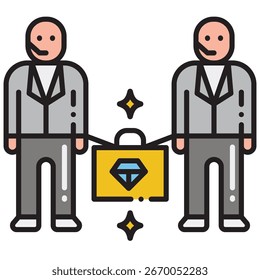 Dois agentes de atendimento ao cliente conectados a um porta-arquivos Diamond