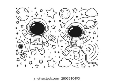 Two cute astronauts wearing