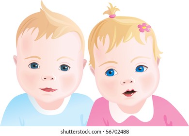 Baby Twins Boy And Girl Stock Illustrations Images Vectors Shutterstock