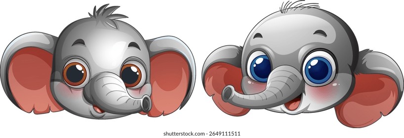 Two cute baby elephants with expressive eyes