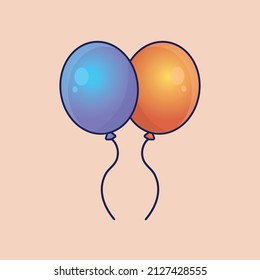 Two cute balloons drawing vector art.