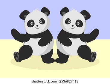 Vector de Diseño gráfico de dos osos lindos