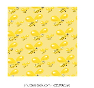Two cute bee. Vector background. Pattern.