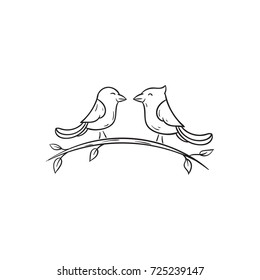 two cute bird floral vector 