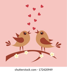 Two cute birds in love