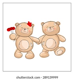 Two cute brown teddy bears 