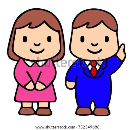 Two cute business people, Vector Illustration 