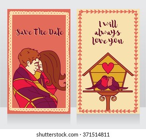 two cute cards for anniversary, vector illustration