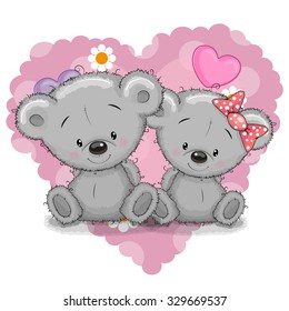 Two Cute Cartoon Bears