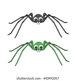 Two cute Cartoon funny spider with long legs.