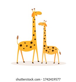 Two Cute Cartoon Giraffe Flat Illustrations Stock Vector (royalty Free 