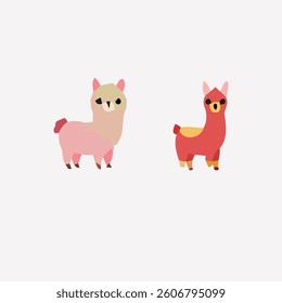 Two Cute Cartoon Llamas in Pastel Colors