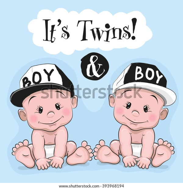 Deux Mignons Jumeaux De Dessins Animes Image Vectorielle De Stock Libre De Droits