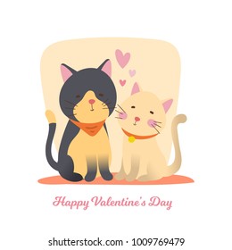 Two cute cats fallen in love. Happy Valentine's Day.