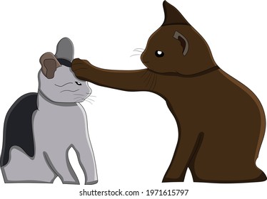 two cute cats support each other